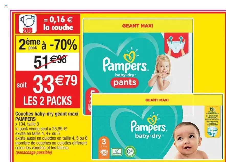 couches baby-dry géant maxi pampers