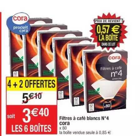 filtres à café blancs n°4 cora