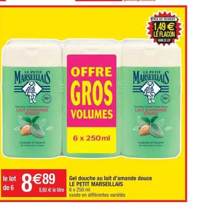 gel douche au lait d'amande douce le petit marseillais