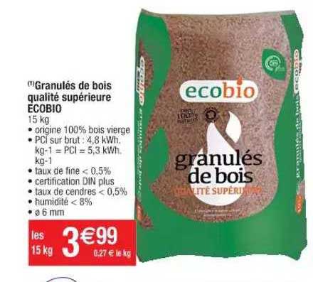 Granulés De Bois Qualité Supérieure Ecobio