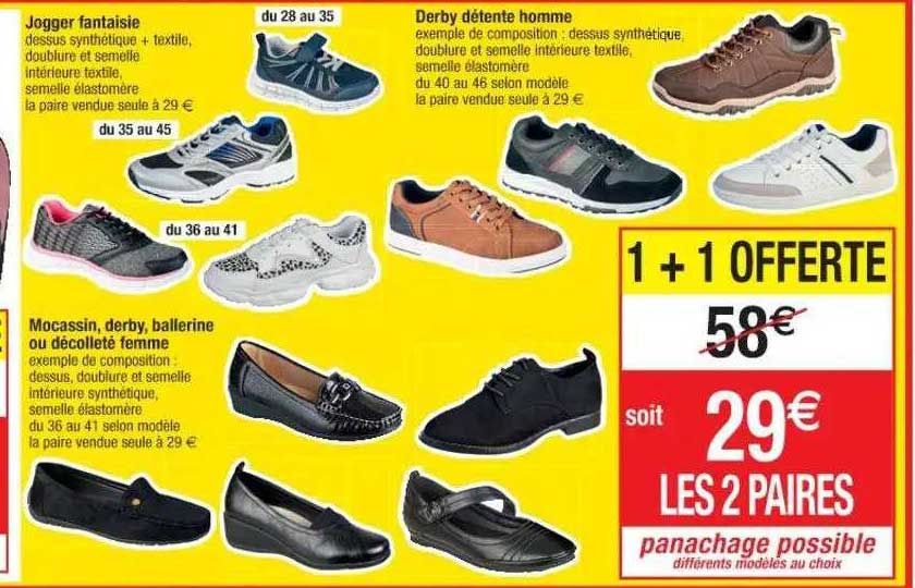 jogger fantaisie, mocassin, derby, ballerine ou décolleté femme, derby détente homme