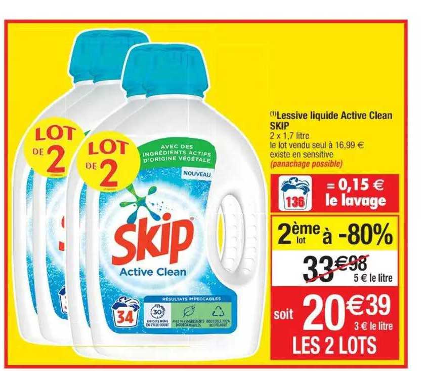 Lessive Liquide Active Clean Skip