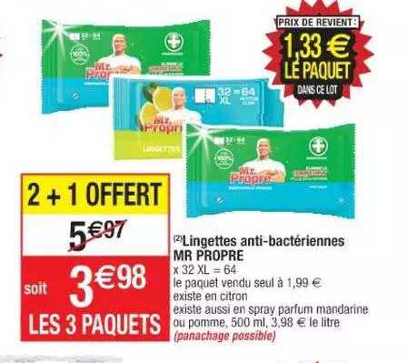 lingettes anti-bactériennes mr propre