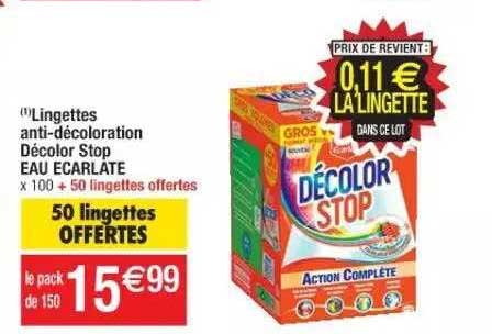 lingettes anti-décoloration décolor stop eau écarlate