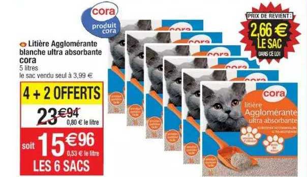 Litière Agglomérante Blanche Ultra Absorbante Cora