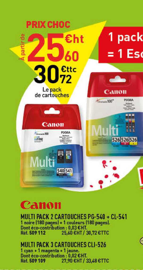 Multi Pack 2 Cartouches Pg-540 + Cl-541, Muli Pack 3 Cartouches Cli-526 Canon