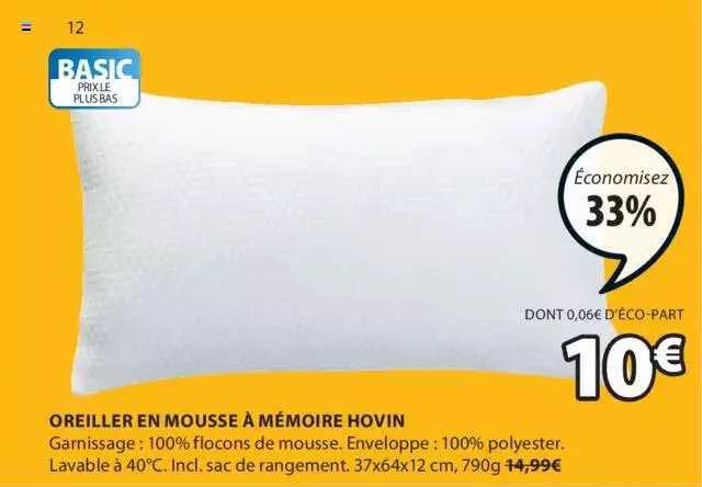 Oreiller En Mousse à Mémoire Hovin