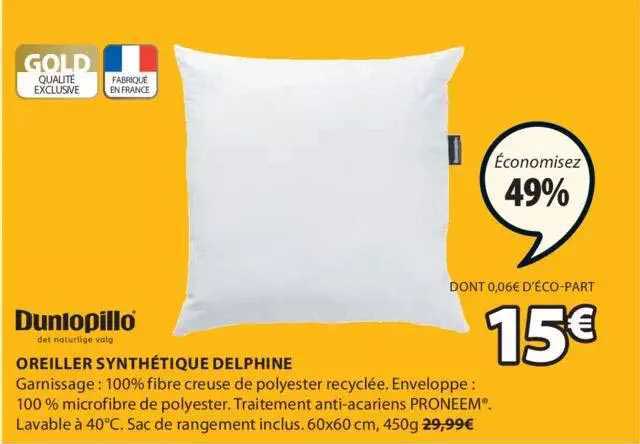 oreiller synthétique delphine dunlopillo