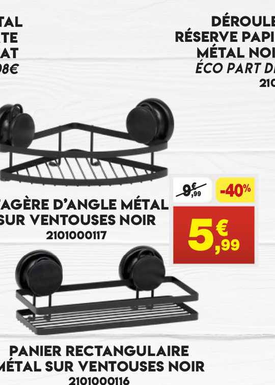 pamier rectangulaire mètal sur ventouses noir