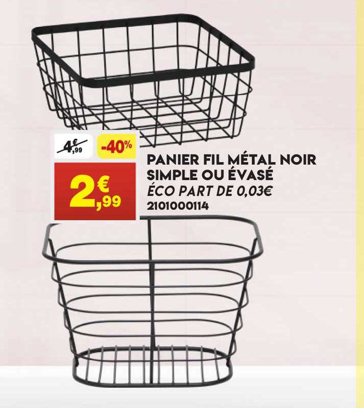 panier fil mètal noir simple ou èvasè
