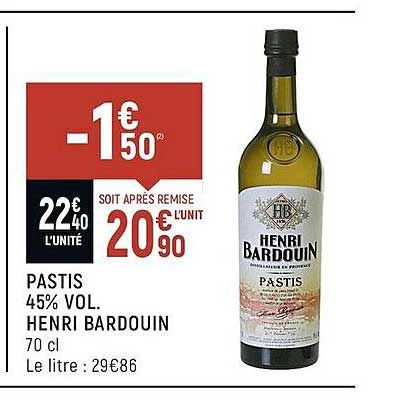 pastis 45% vol. henri bardouin