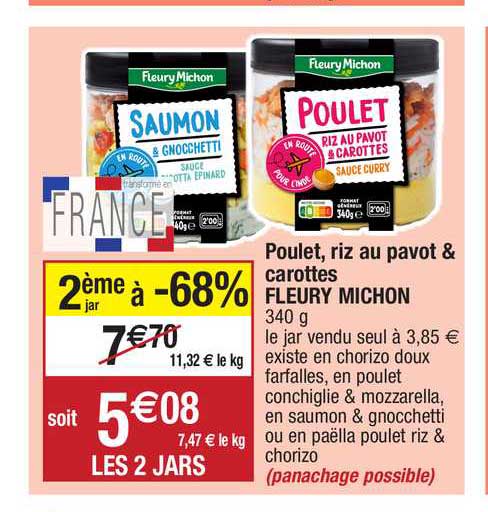 poulet, riz au pavot & carottes fleury michon