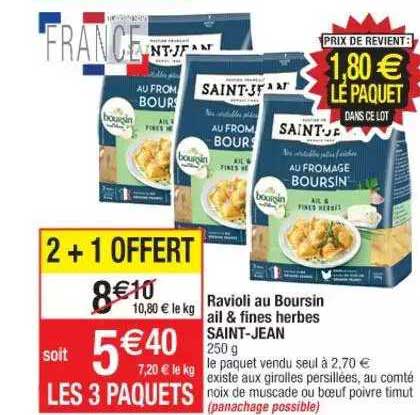 ravioli au boursin ail & fines hrbes saint-jean