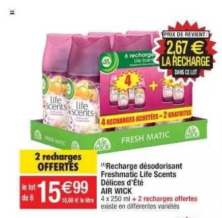 recharge désodorisant freshmatic life scents délices d'été air wick