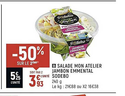 salade mon atelier jambon emmental sodebo