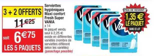 serviettes hygiéniques maxi confort fresh super vania
