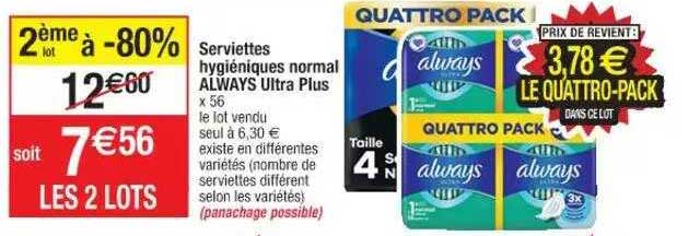 serviettes hygiéniques normal always ultra plus