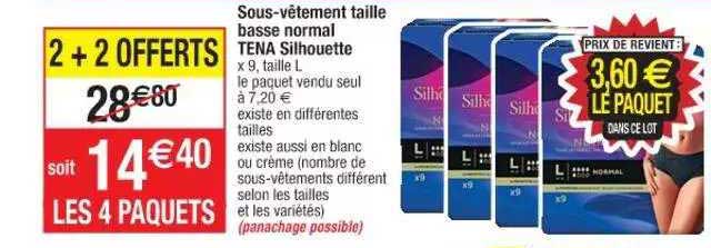 sous-vêtement taille basse normal tena silhouette