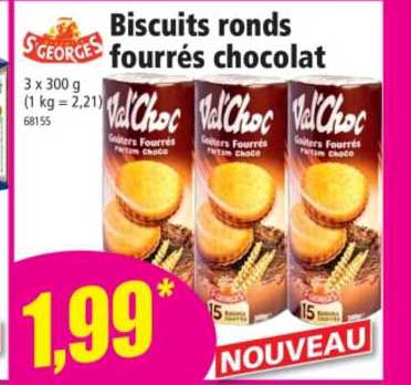 St Georges Biscuits Ronds Fourrés Chocolat