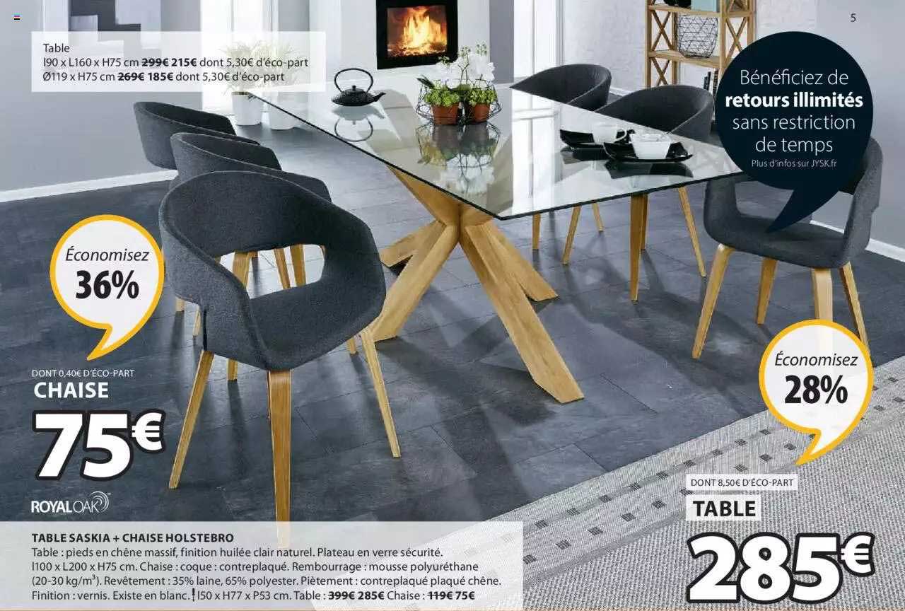 table saskia + chaise holstebro royal oak