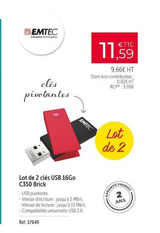 2 clés usb 16go c350 brick