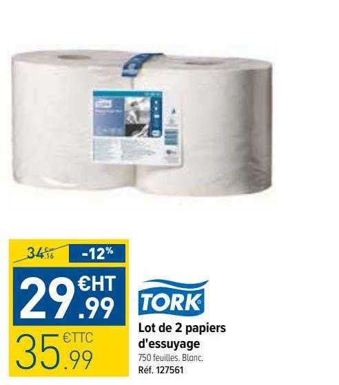 2 papiers d'essuyage tork
