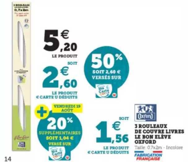 3 rouleaux de couvre livres le bon elève oxford