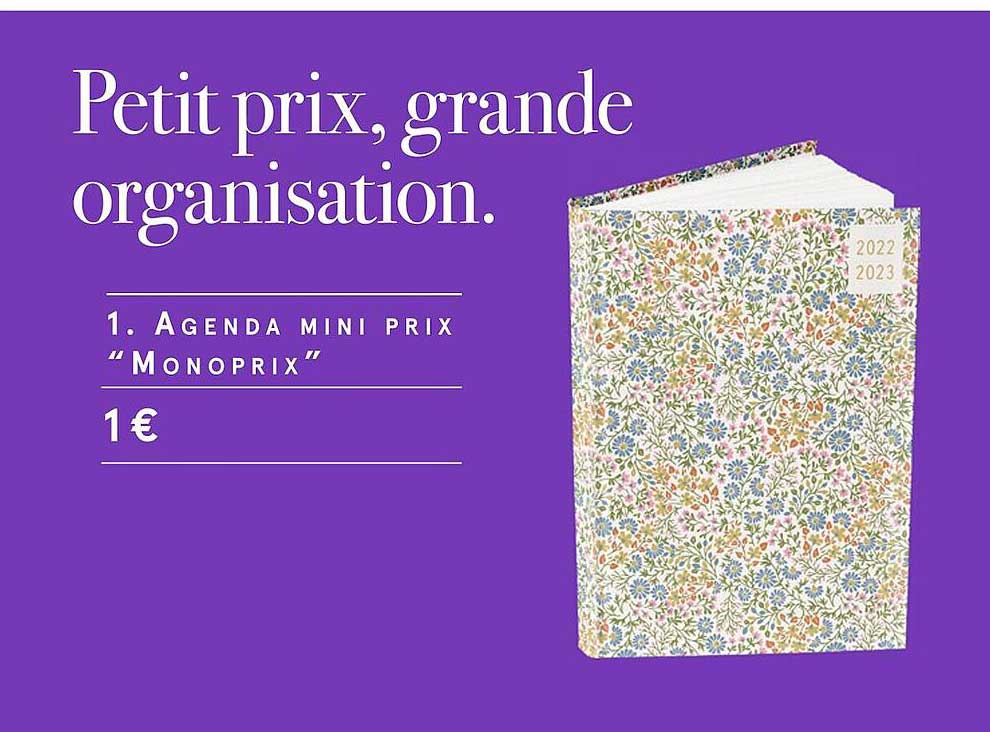 agenda mini prix monoprix