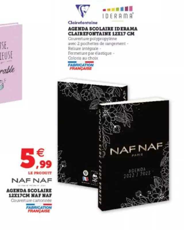 agenda scolaire 12x17cm naf naf