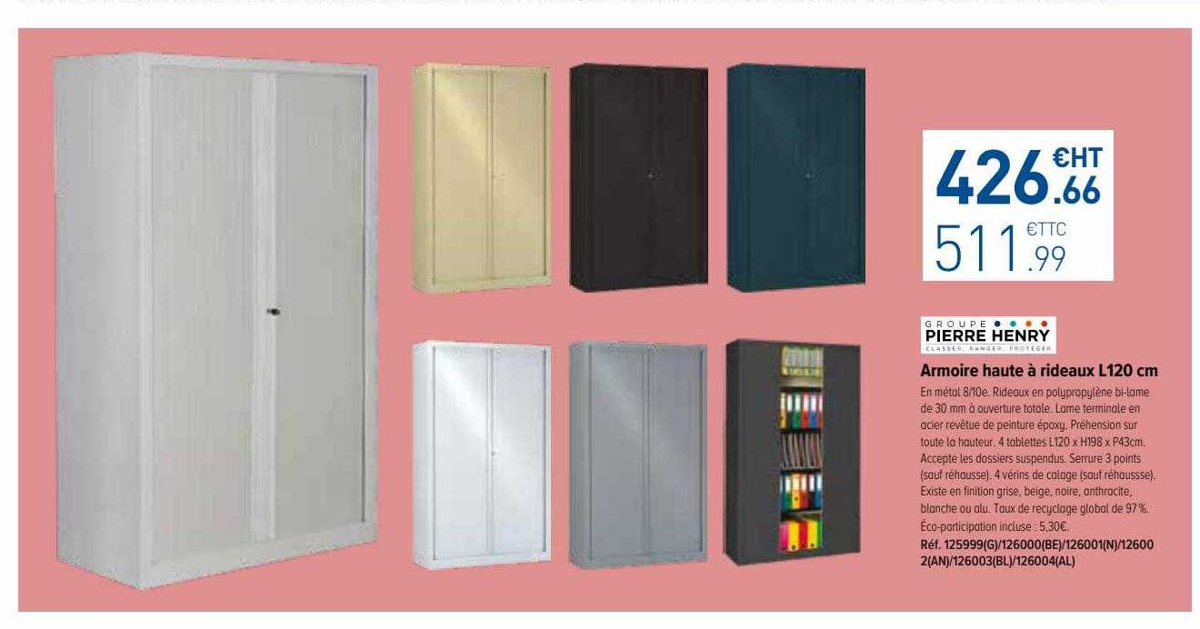 armoire haute à rideaux l 120 cm groupe pierre henry