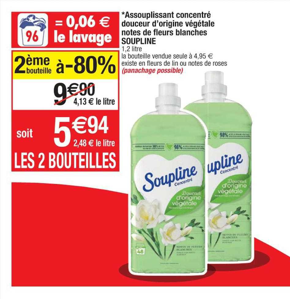assouplissant concentré douceur d'origine végétale notes de fleurs blanches soupline