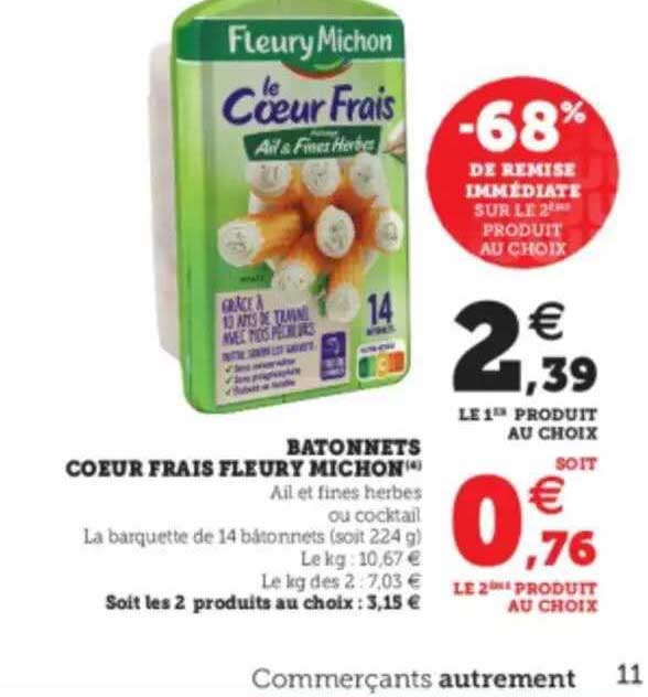batonnets coeur frais fleury michon