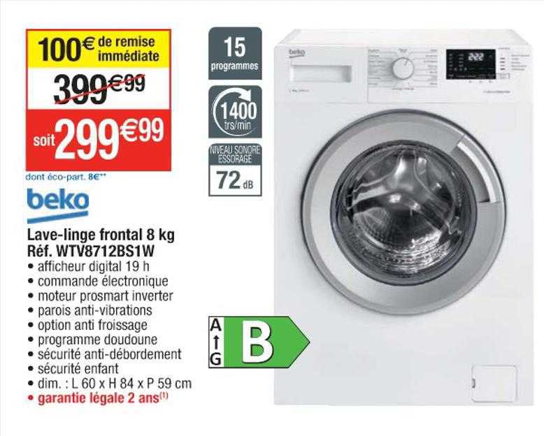 beko lave-linge frontal 8 kg