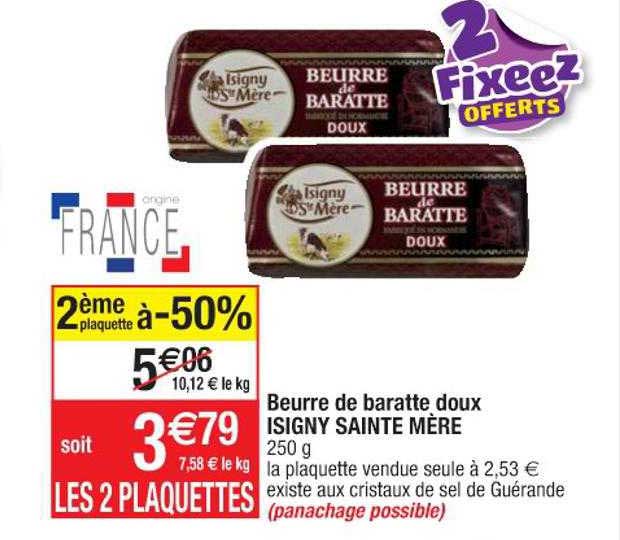 beurre de baratte doux isigny sainte mère