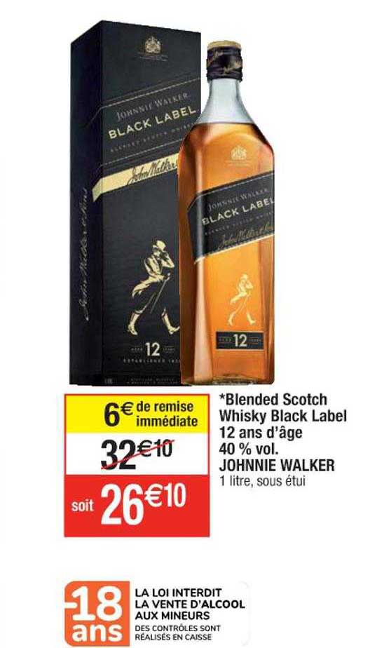 blended scotch whisky black label 12 ans d'âge 40% vol johnnie walker