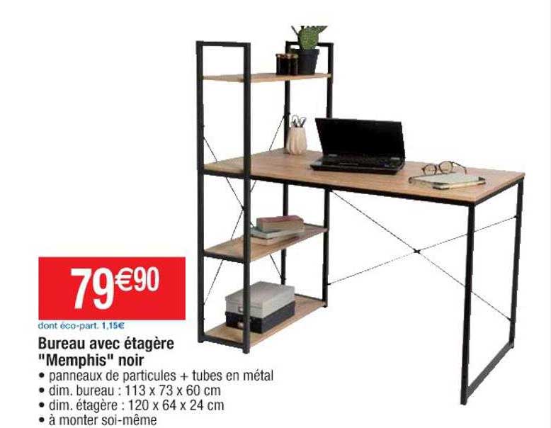 Bureau Avec étagère Memphis Noir