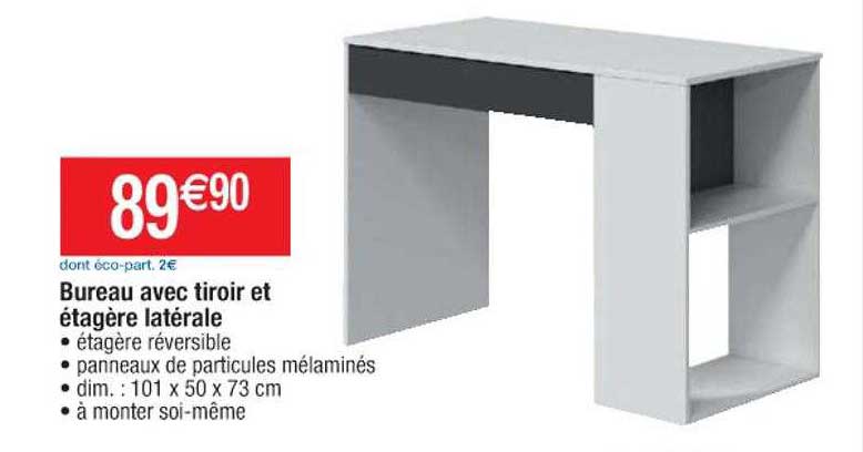 bureau avec tiroir et étagère latérale