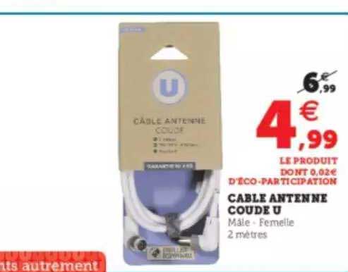 cable antenne coude u