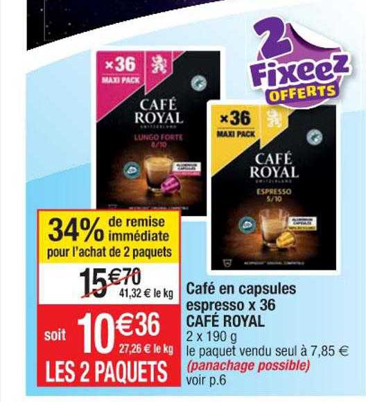 Café En Capsules Espresso X36 Café Royal