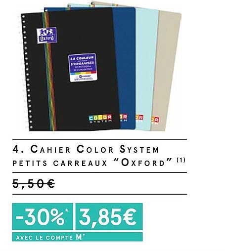 Cahier Color System Petits Carreaux "oxford"