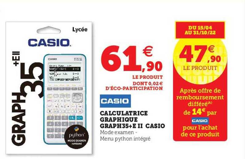 calculatatrice graphique graph 35+e II casino