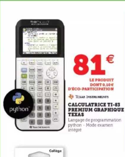 calculatrice ti-83 premium graphique texas