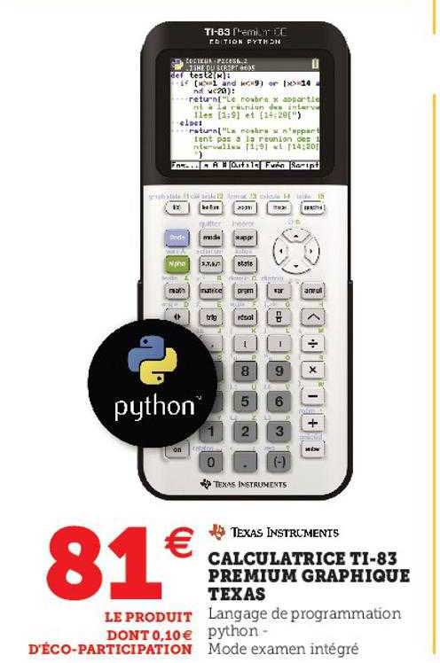 calculatrice ti-83 premium graphique texax
