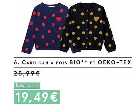 Cardigan à Pois Bio Et Oeko-tex