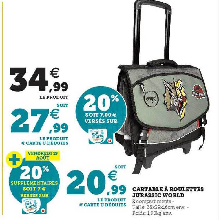 Cartable à Roulettes Jurassic Wolds