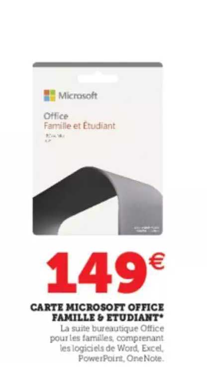 Carte Microsoft Office Famille & étudiant
