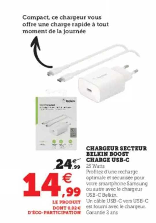 chargeurs secteur belkin usb-c