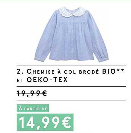 chemise à col brodé bio et oeko-tex