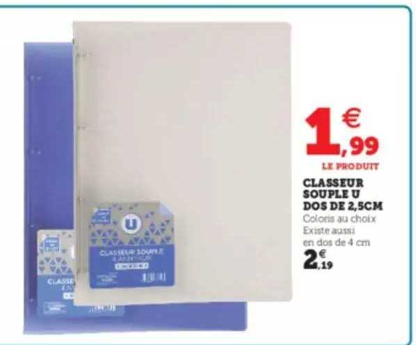 classeur souple u dos de 2,5cm