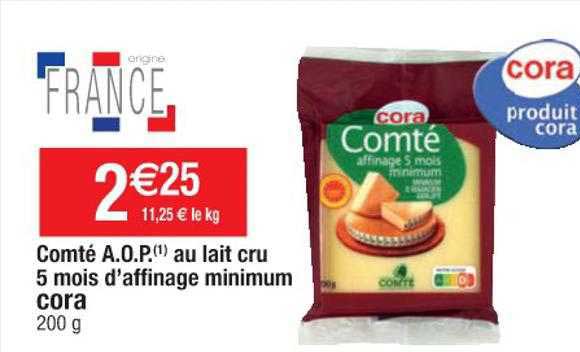 comté aop au lait cru 5 mois d'affinage minimum cora